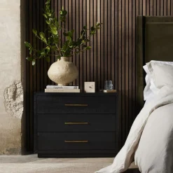 West Elm Alexa Burnished Pedestal 3-Drawer Nightstand (32")
