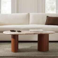 West Elm Alora Solid Wood & Marble Coffee Table (44")