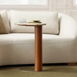West Elm Alora Solid Wood & Marble C-Side Table (14")
