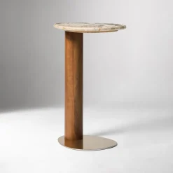 West Elm Alora Solid Wood & Marble C-Side Table (14")