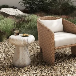 West Elm Alvarez Round Marble Outdoor Side Table (17")