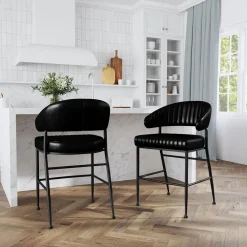 West Elm Amory Leather Channeled Bar & s