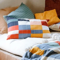 West Elm Anchal Project Multi-Check Quilted Pillow Cover