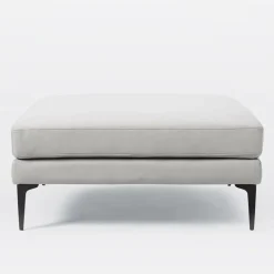 West Elm Andes Leather Ottoman