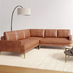 West Elm Andes Leather 3-Piece L-Shaped Sectional (94"–105")