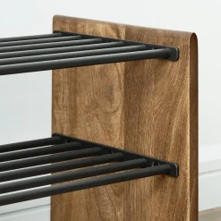 West Elm Anton Solid Wood Shoe Rack - Burnt Wax
