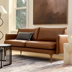 West Elm Auburn Leather Loveseat (70")