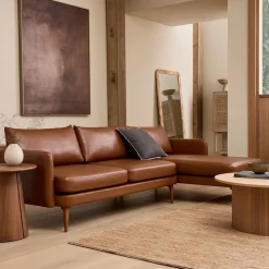 West Elm Auburn Leather 2-Piece Chaise Sectional (107")