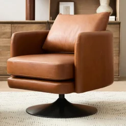 West Elm Auburn Leather Swivel Chair