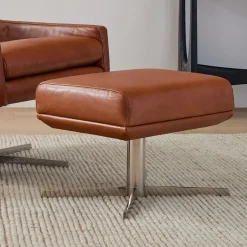 West Elm Austin Leather Ottoman