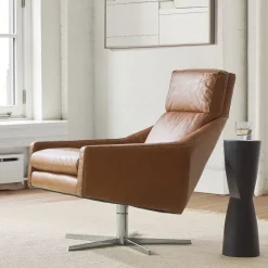 West Elm Austin Leather Swivel Armchair
