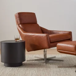 West Elm Austin Leather Swivel Armchair