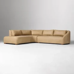 West Elm Aviana Leather 3-Piece Bumper Chaise Sectional (122")