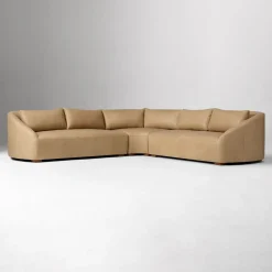 West Elm Aviana Leather 3-Piece L-Shaped Wedge Sectional (122")