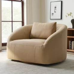 West Elm Aviana Leather Swivel Chair