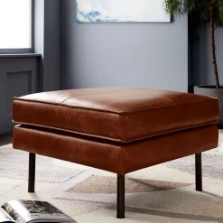 West Elm Axel Leather Ottoman