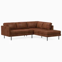 West Elm Axel Leather 2-Piece Bumper Chaise Sectional (95")