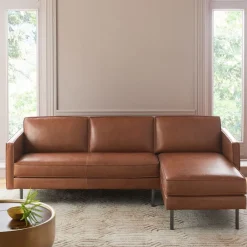 West Elm Axel Leather 2-Piece Chaise Sectional (91")