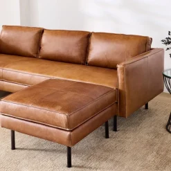 West Elm Axel Leather 2-Piece Reversible Sectional (89")