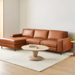 West Elm Axel Motion Reclining Leather 3-Piece Reclining Chaise Sectional (108")