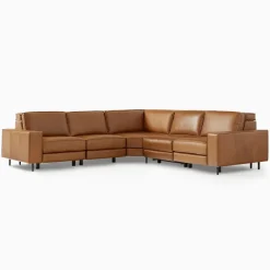West Elm Axel Motion Reclining Leather 5-Piece Sectional (119")