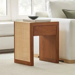 West Elm Baldwin Raffia Storage Side Table (18")