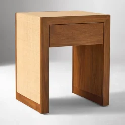 West Elm Baldwin Raffia Storage Side Table (18")