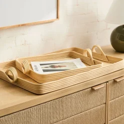 West Elm Bamboo Woven Trays