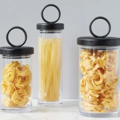 West Elm Barcelona Iron & Wood Top Canisters