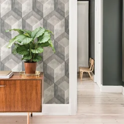 West Elm Bauhaus Distressed Wood Wallpaper
