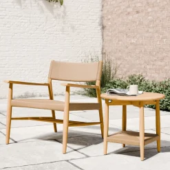 West Elm Baycrest Outdoor Teak Lounge Chair & Side Table (21") Set