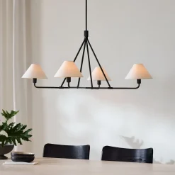 West Elm Beatrix Chandelier (46") - Linen Shades