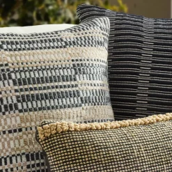 West Elm Black & Natural Woven Outdoor Pillow Set