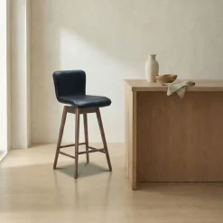 West Elm Boulder Leather Swivel Counter Stool