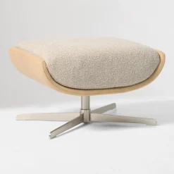 West Elm Bowden Fabric & Leather Swivel Ottoman