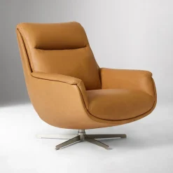 West Elm Bowden Leather Swivel Chair