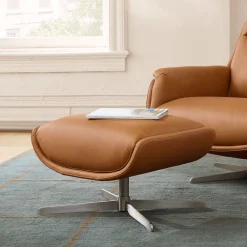 West Elm Bowden Leather Swivel Ottoman