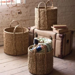 West Elm Braided Seagrass Baskets - Set of 3