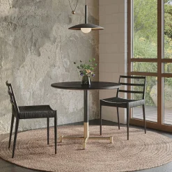 West Elm Branch Restaurant Round Dining Table - Porcelain w/ Protective Metal Bumper