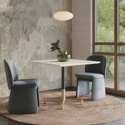 West Elm Branch Restaurant Square Dining Table - Porcelain w/ Protective Metal Bumper