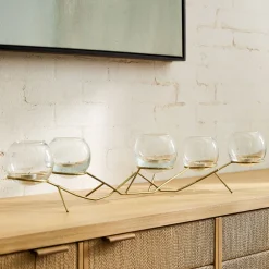 West Elm Brass & Glass Globe Votive Centerpiece