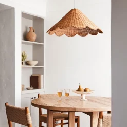 West Elm Brigitte Rattan Scallop Pendant (26")