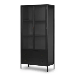 West Elm Bronzed Iron Tall Glass Cabinet (40")