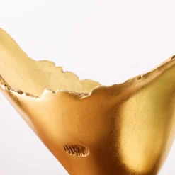 West Elm Burled Gold Leaf Vase