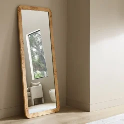 West Elm Burled Wood Floor Mirror