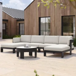 West Elm Caldera Aluminum Outdoor 4-Piece U-Shaped Sectional (137")