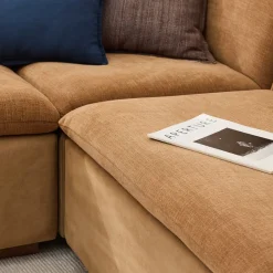 West Elm Calvin Fabric & Leather Armless 5-Piece L-Shaped Sectional (113.5")