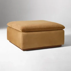 West Elm Calvin Fabric & Leather Ottoman