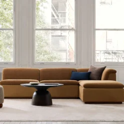 West Elm Calvin Fabric & Leather 4-Piece Ottoman Sectional (113.5")