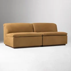 West Elm Calvin Leather Armless Modular Sofa (77" – 115.5")